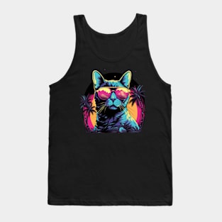 Retro Wave Egyptian Mau Cat Shirt Tank Top